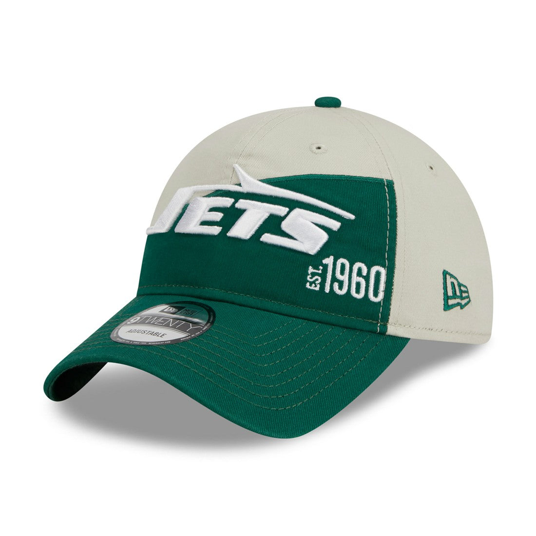 New York Jets New Era 2023 Sideline Historic 9TWENTY Adjustable Hat Cream/Green | NFL