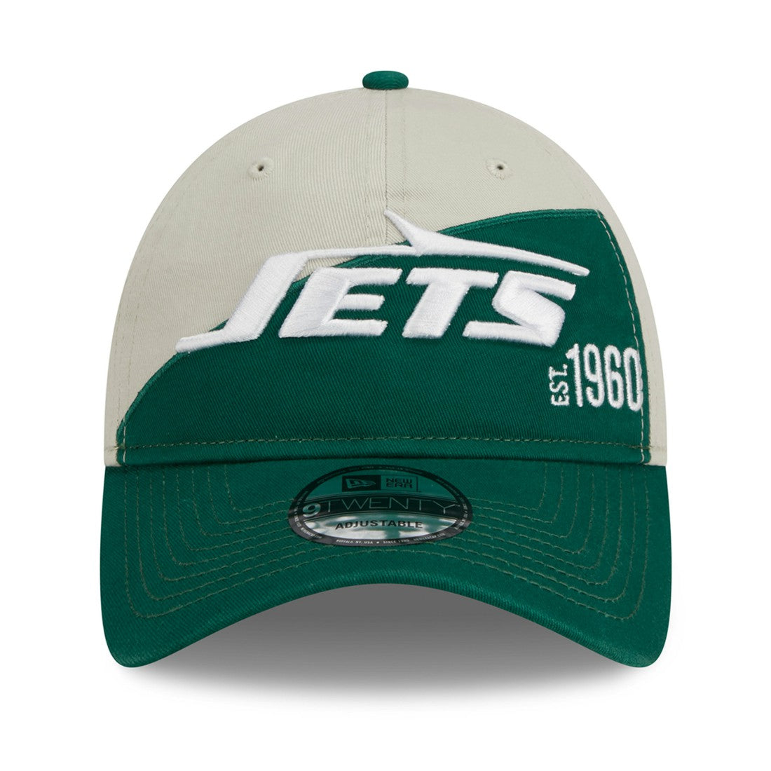 New York Jets New Era 2023 Sideline Historic 9TWENTY Adjustable Hat Cream/Green | NFL