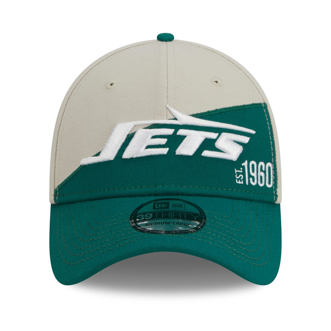 New York Jets New Era 2023 Sideline Historic 39THIRTY Flex Hat Cream/Kelly Green | NFL