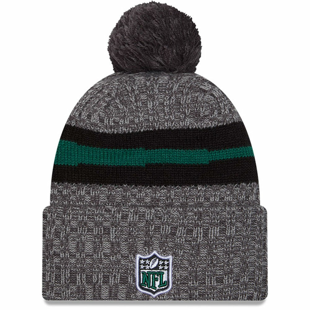 New York Jets New Era 2023 Sideline Sport Cuffed Pom Knit Hat Gray | NFL