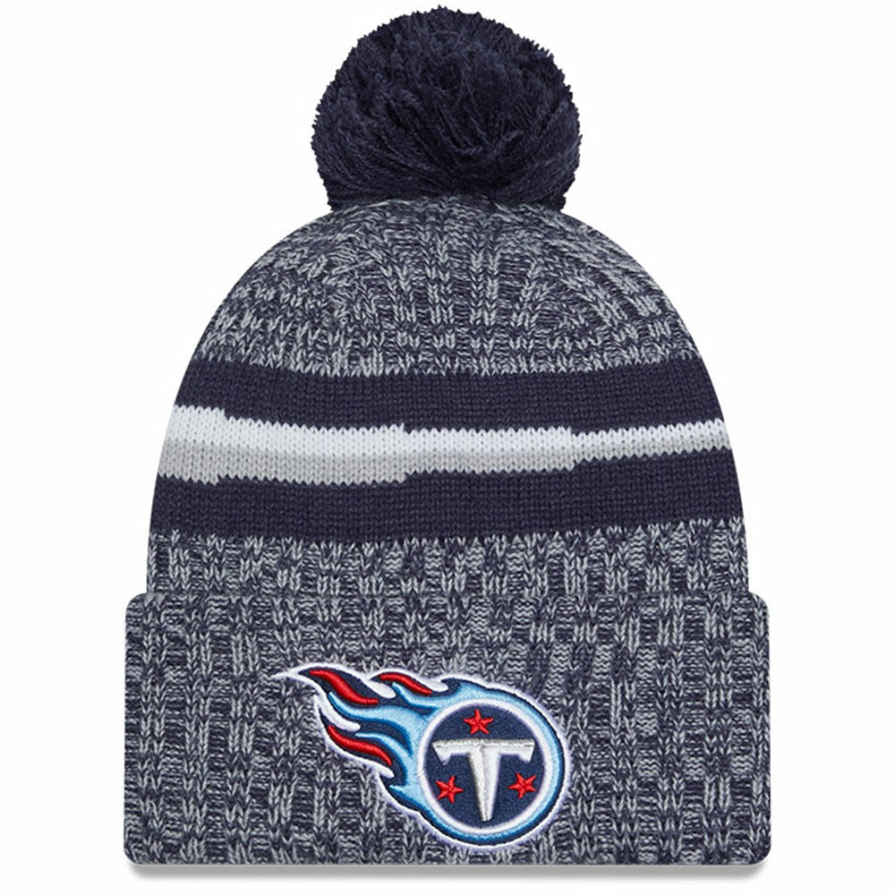 Tennessee Titans New Era Youth 2023 Sideline Cuffed Knit Hat With Pom Navy | NFL