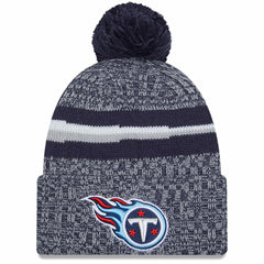 Tennessee Titans New Era Youth 2023 Sideline Cuffed Knit Hat With Pom Navy | NFL