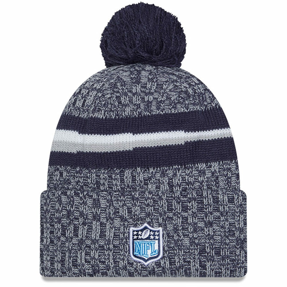 Tennessee Titans New Era Youth 2023 Sideline Cuffed Knit Hat With Pom Navy | NFL