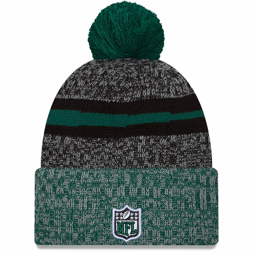 New York Jets New Era 2023 Sideline Sport Cuffed Pom Knit Hat Black/Green | NFL