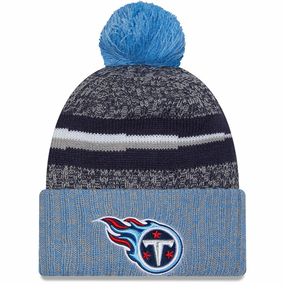 Tennessee Titans New Era 2023 Sideline Sport Cuffed Pom Knit Hat Navy/Light Blue | NFL