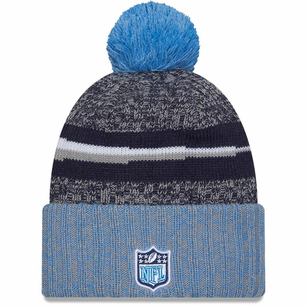 Tennessee Titans New Era 2023 Sideline Sport Cuffed Pom Knit Hat Navy/Light Blue | NFL