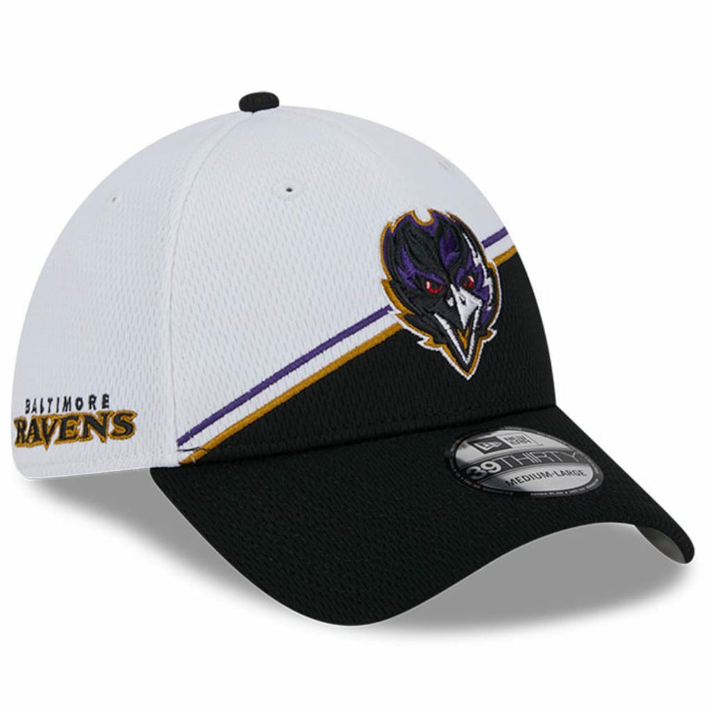 Baltimore Ravens New Era 2023 Sideline 39THIRTY Flex Hat White/Black | NFL