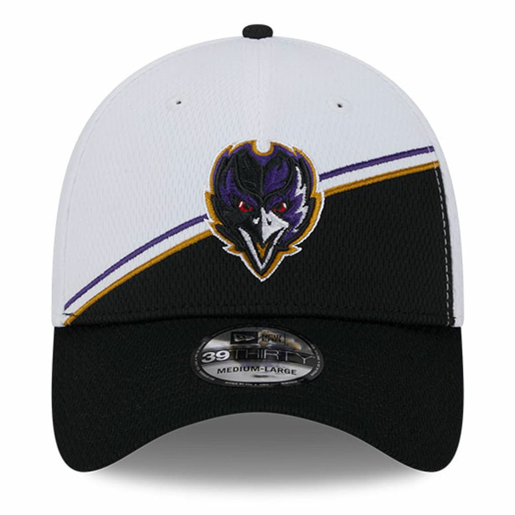 Baltimore Ravens New Era 2023 Sideline 39THIRTY Flex Hat White/Black | NFL