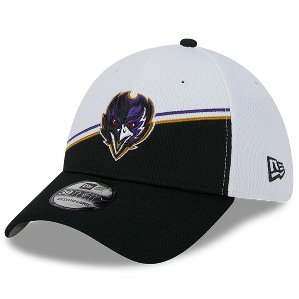 Baltimore Ravens New Era 2023 Sideline 39THIRTY Flex Hat White/Black | NFL
