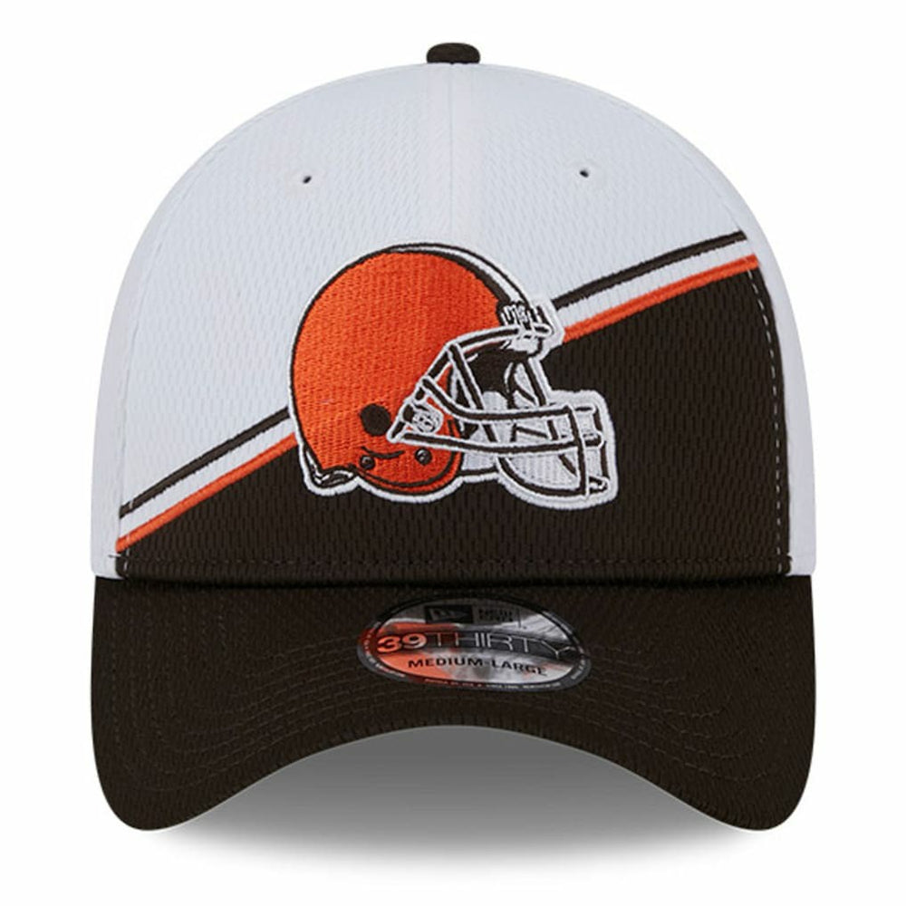 Cleveland Browns New Era 2023 Sideline 39THIRTY Flex Hat White/Brown | NFL