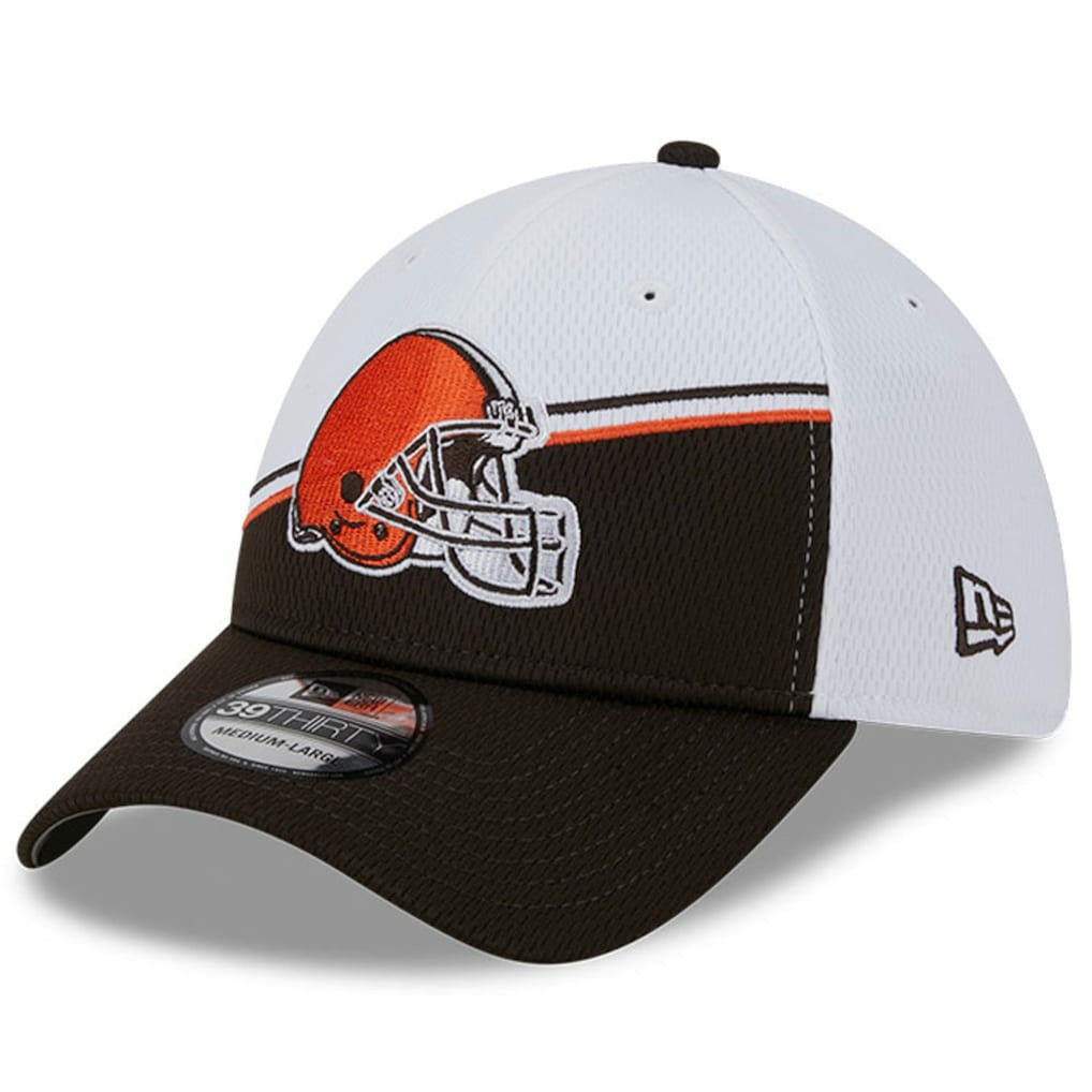 Cleveland Browns New Era 2023 Sideline 39THIRTY Flex Hat White/Brown | NFL