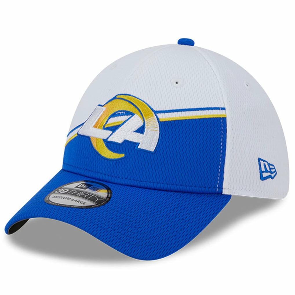 Los Angeles Rams New Era 2023 Sideline 39THIRTY Flex Hat White/Royal | NFL