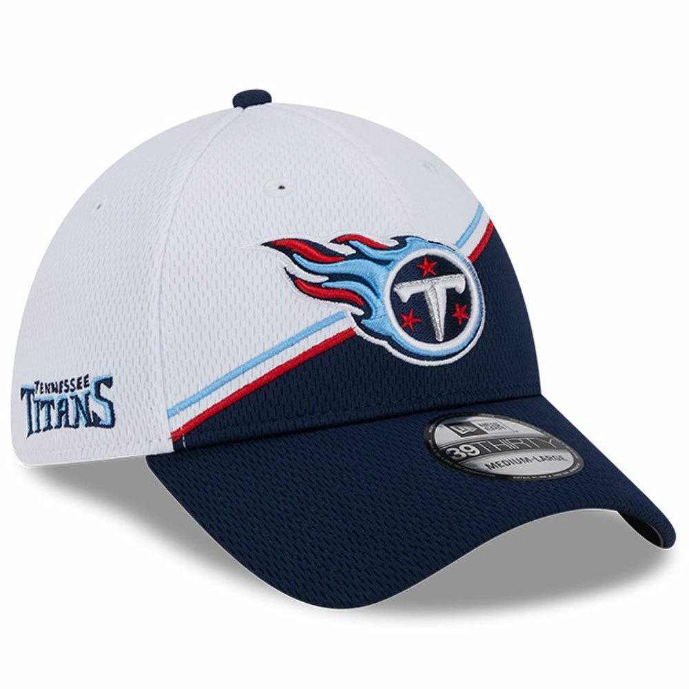 Tennessee Titans New Era 2023 Sideline 39THIRTY Flex Hat White/Navy | NFL