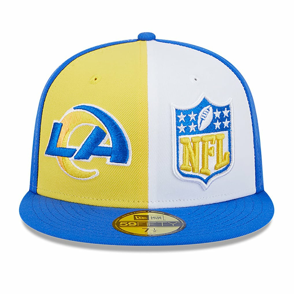 Los Angeles Rams New Era 2023 Sideline 59FIFTY Fitted Hat Gold/Royal | NFL