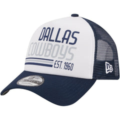 Dallas Cowboys New Era Stacked A-Frame Trucker 9FORTY Adjustable Hat White/Navy | NFL