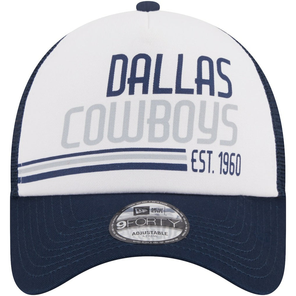 Dallas Cowboys New Era Stacked A-Frame Trucker 9FORTY Adjustable Hat White/Navy | NFL