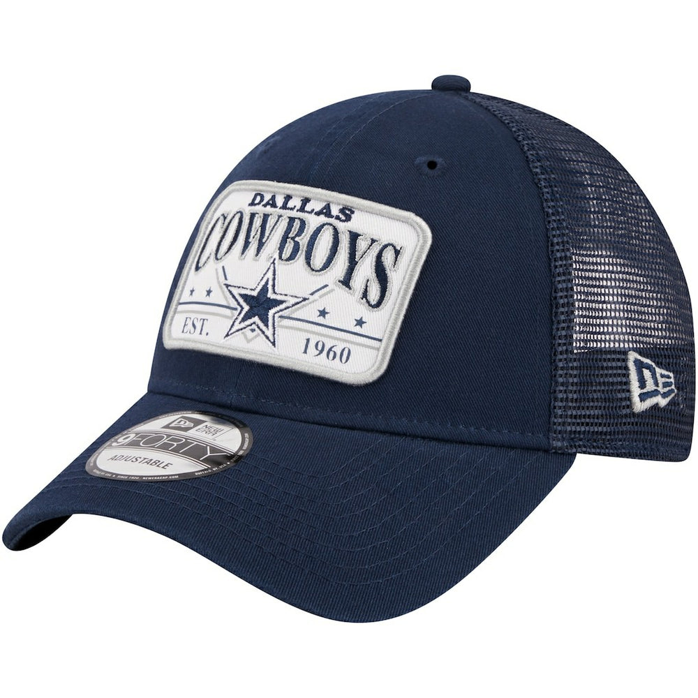 Dallas Cowboys New Era Plate 9FORTY Trucker Adjustable Hat Navy | NFL