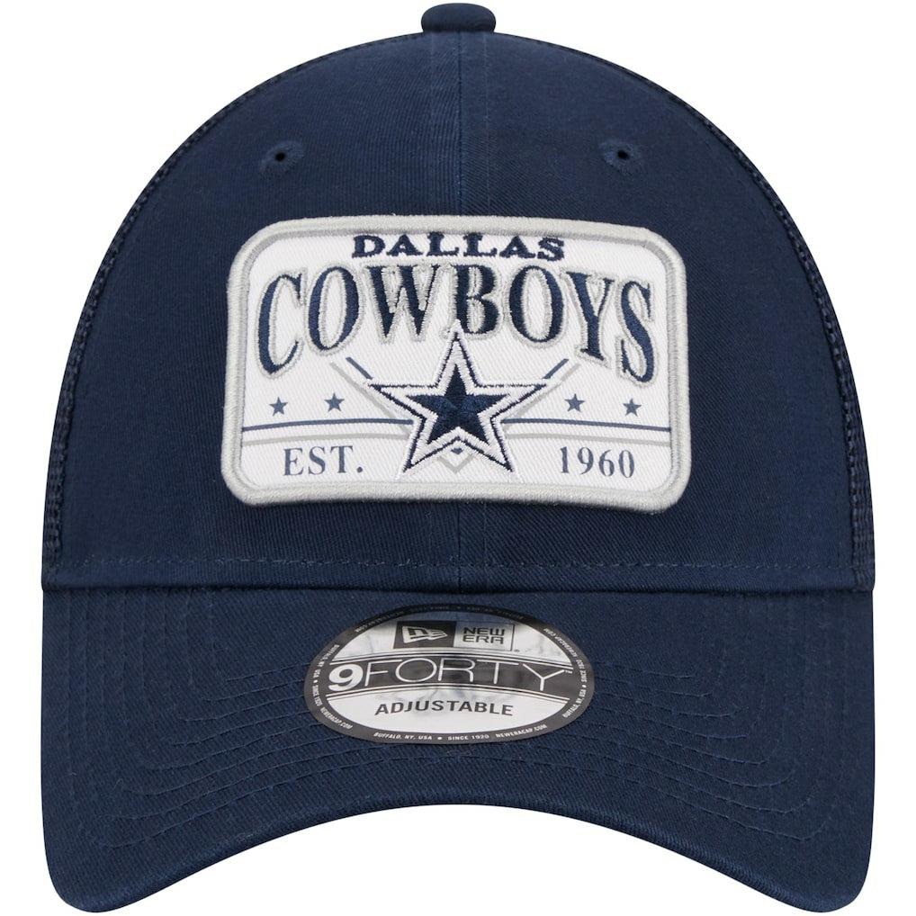 Dallas Cowboys New Era Plate 9FORTY Trucker Adjustable Hat Navy | NFL