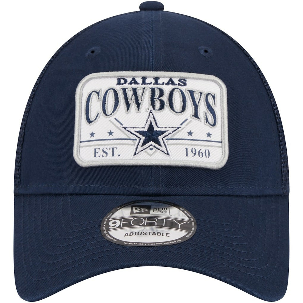 Dallas Cowboys New Era Plate 9FORTY Trucker Adjustable Hat Navy | NFL
