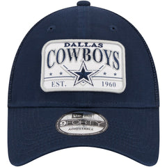 Dallas Cowboys New Era Plate 9FORTY Trucker Adjustable Hat Navy | NFL