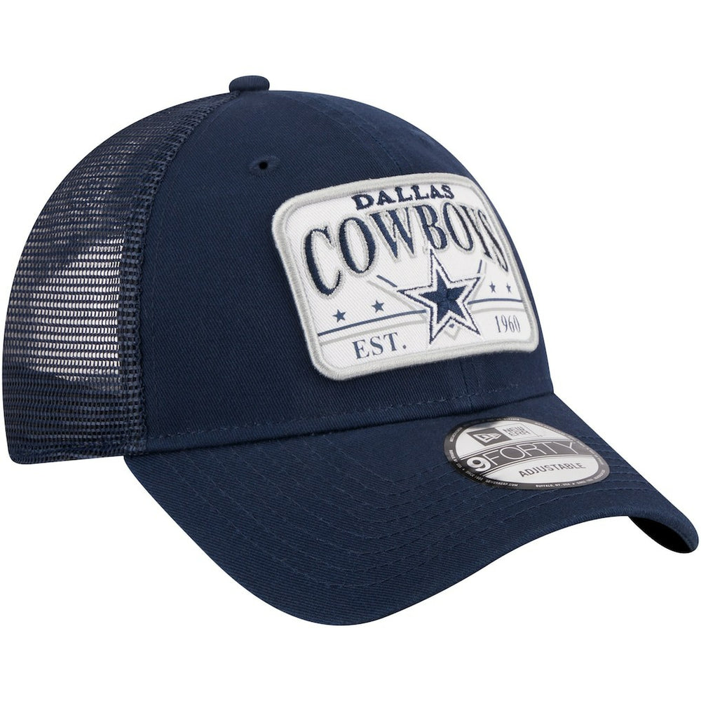 Dallas Cowboys New Era Plate 9FORTY Trucker Adjustable Hat Navy | NFL