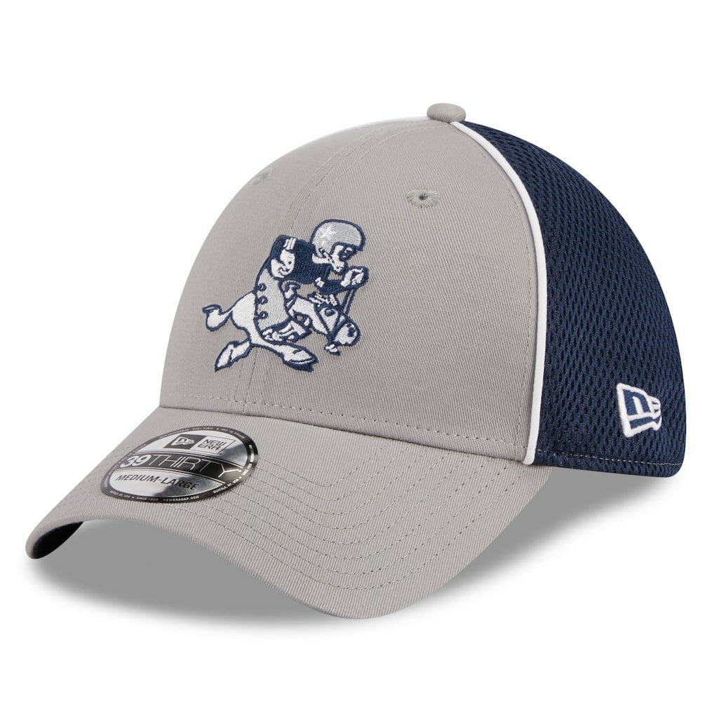Dallas Cowboys New Era Pipe Retro Joe 39THIRTY Flex Hat Silver/Navy | NFL