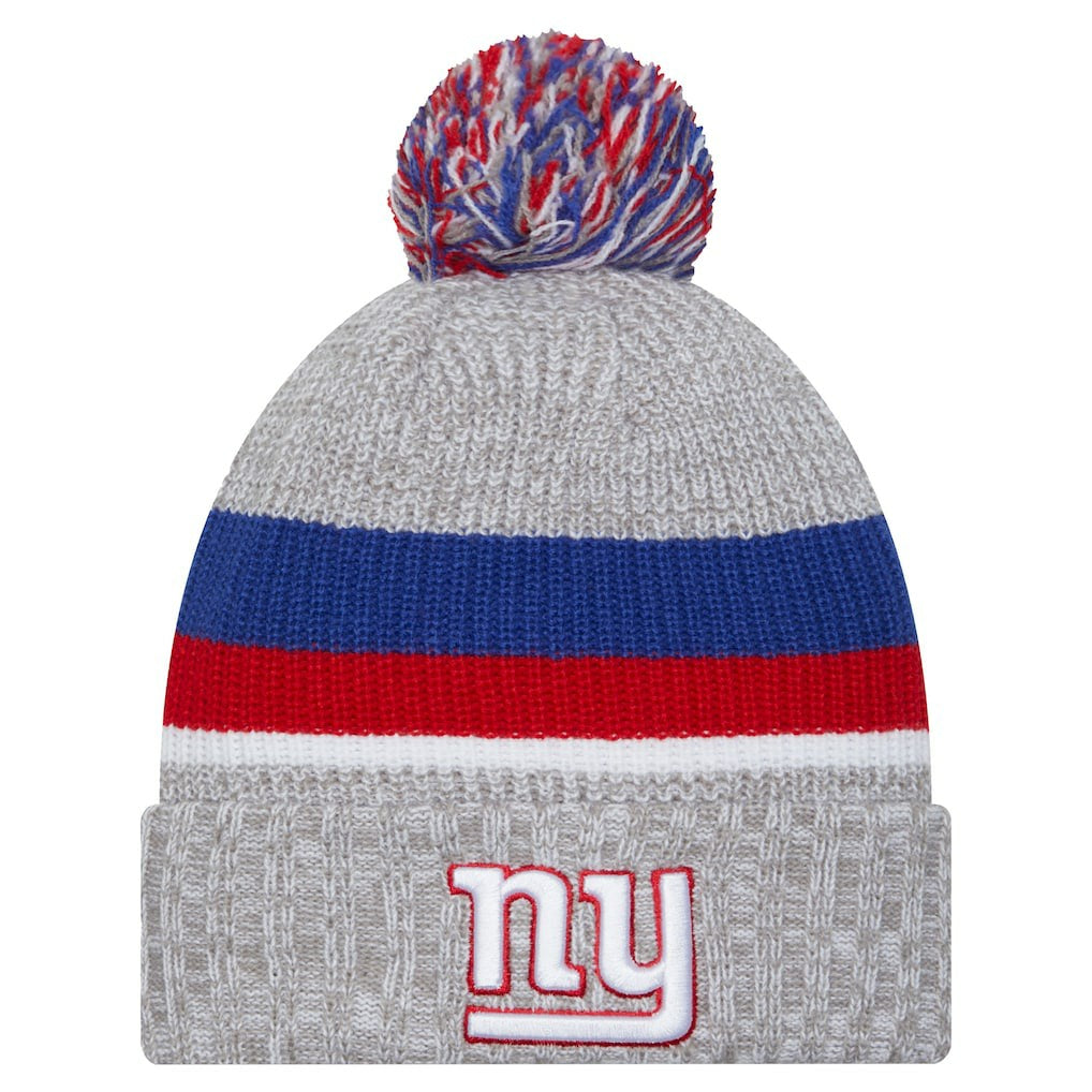 New York Giants New Era Youth Cuffed Knit Hat with Pom Heather Gray | NFL