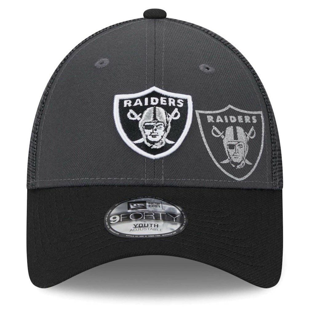 Las Vegas Raiders New Era Preschool Reflect 9FORTY Adjustable Hat Graphite/Black | NFL