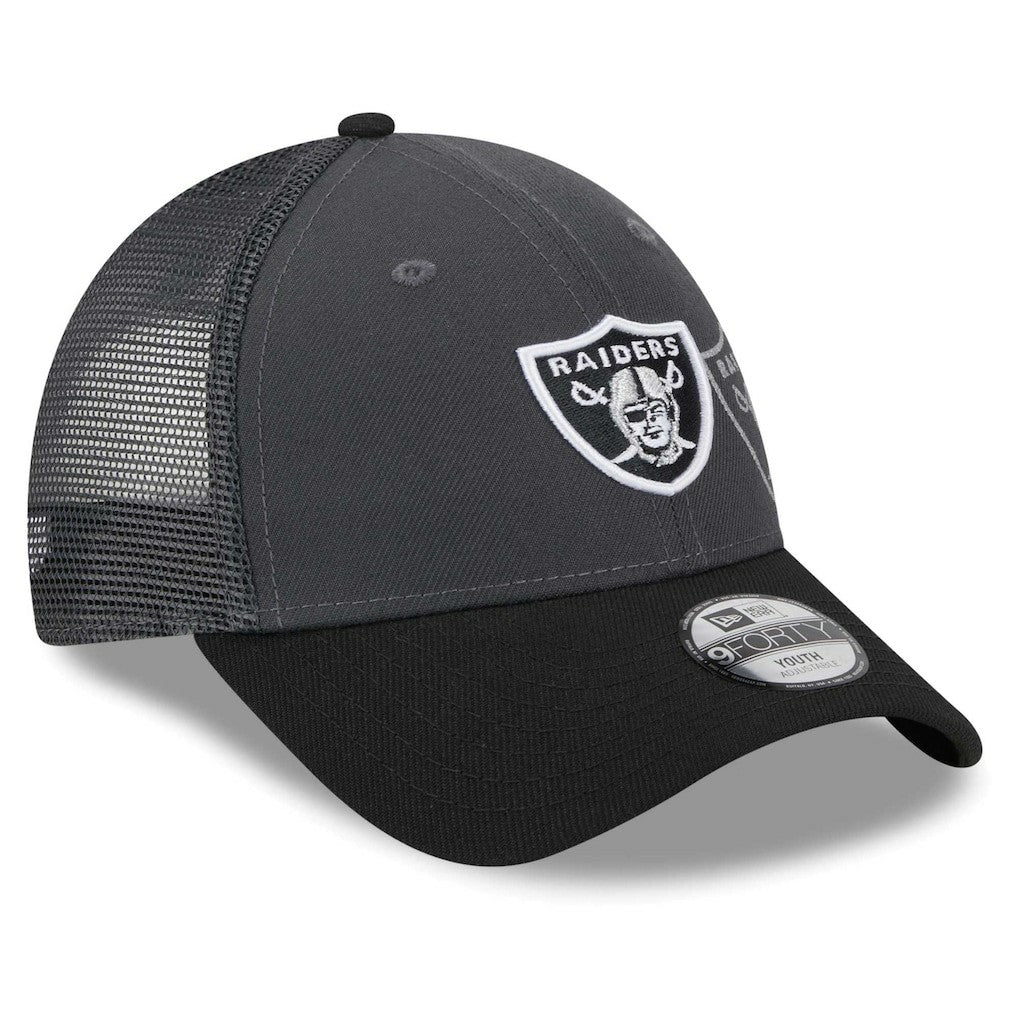 Las Vegas Raiders New Era Preschool Reflect 9FORTY Adjustable Hat Graphite/Black | NFL