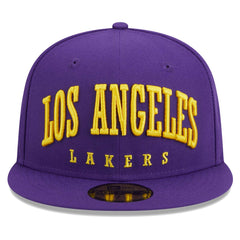 Los Angeles Lakers Big Arch Text 59FIFTY Fitted Hat Purple - NBA