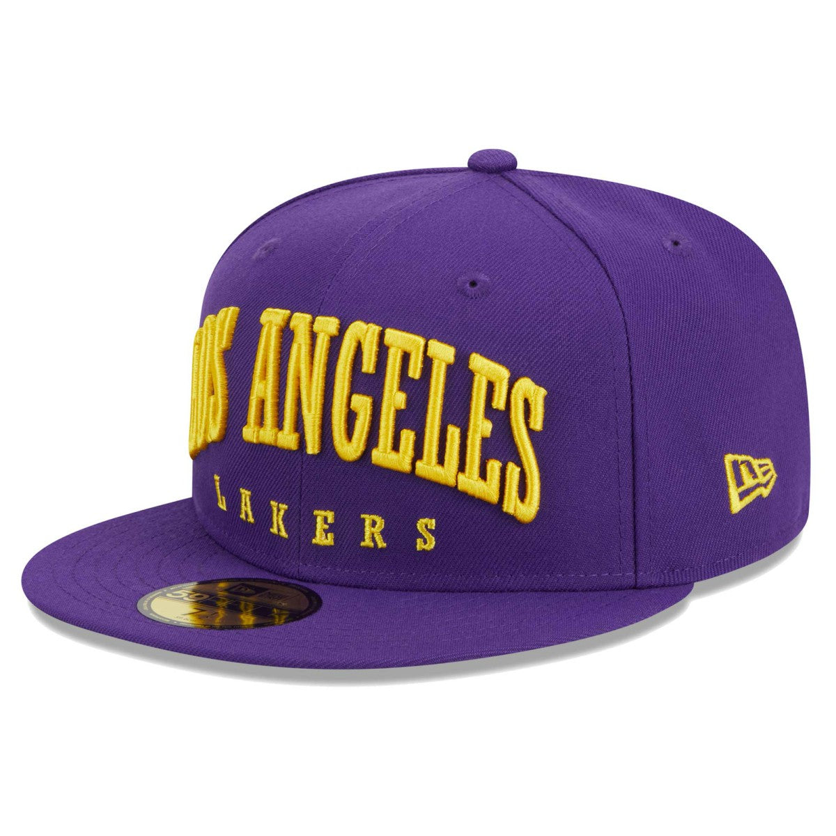 Los Angeles Lakers Big Arch Text 59FIFTY Fitted Hat Purple - NBA