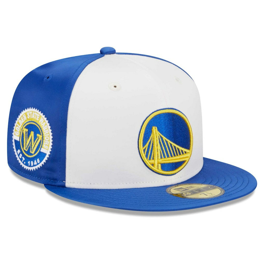 Golden State Warriors Throwback Satin 59FIFTY Fitted Hat White - NBA