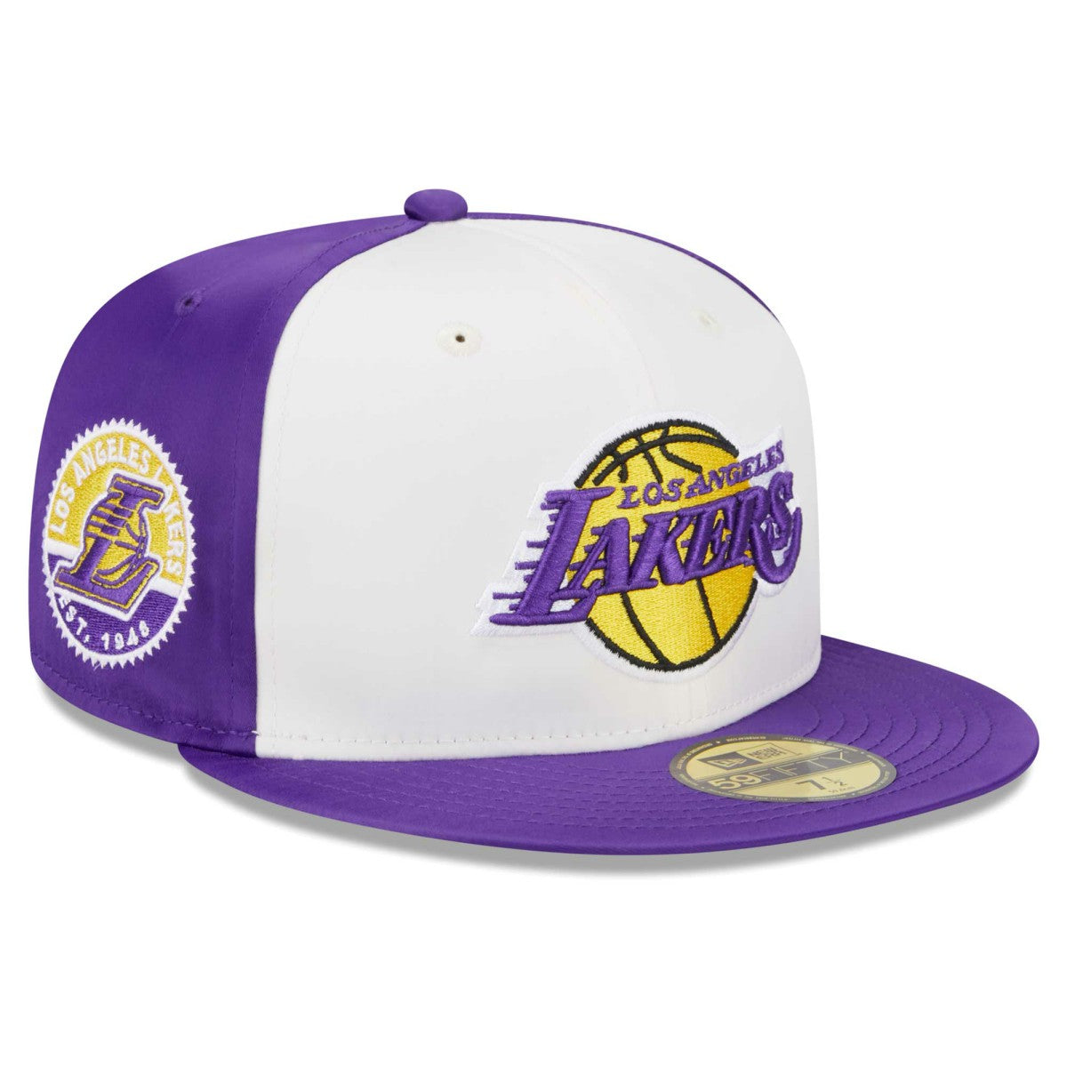 Los Angeles Lakers Throwback Satin 59FIFTY Fitted Hat White - NBA