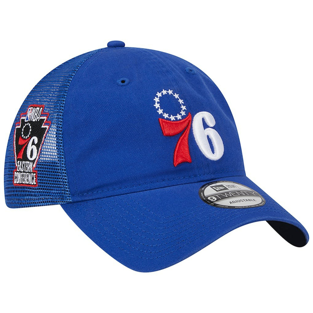 Philadelphia 76ers Distinct Side Patch Trucker 9TWENTY Adjustable Hat Royal - NBA