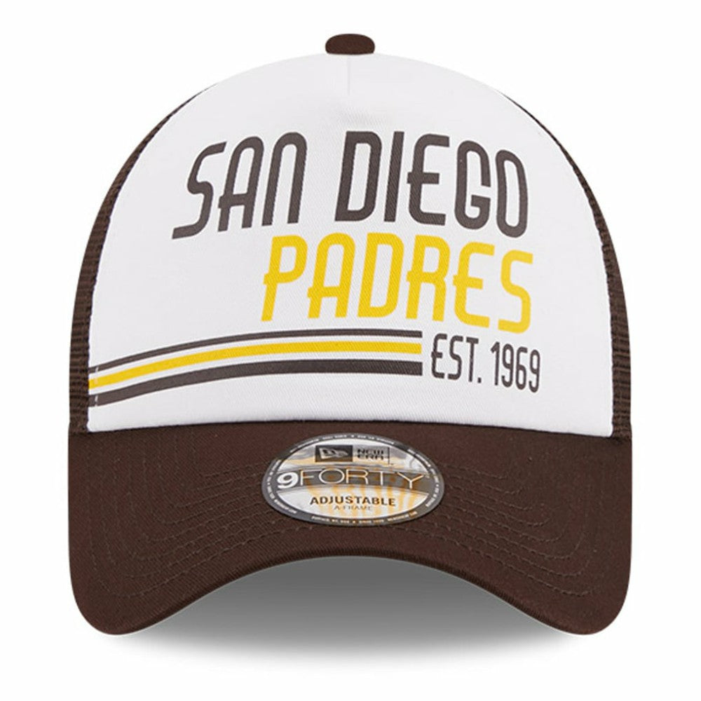 San Diego Padres New Era Stacked A-Frame Trucker 9FORTY Adjustable Hat - MLB