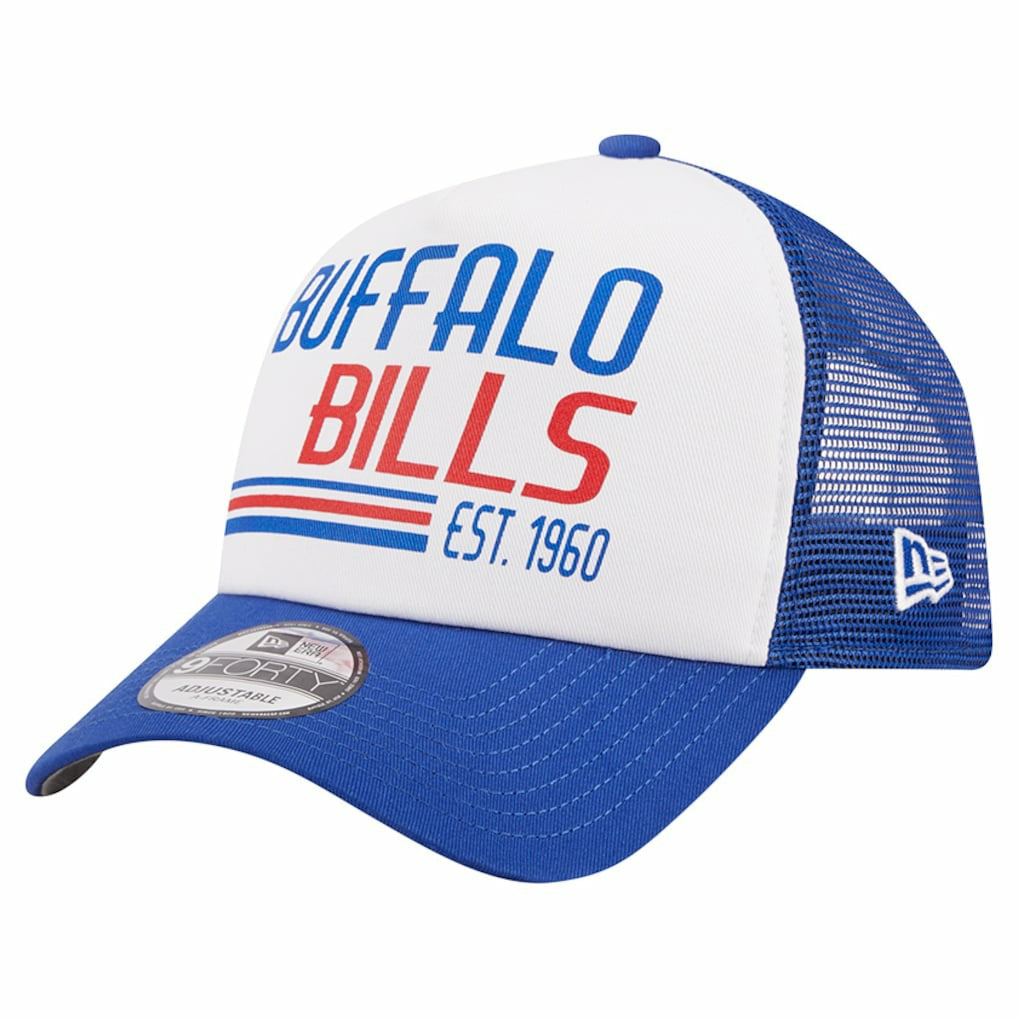 Buffalo Bills New Era Stacked A-Frame Trucker 9FORTY Adjustable Hat White/Royal | NFL