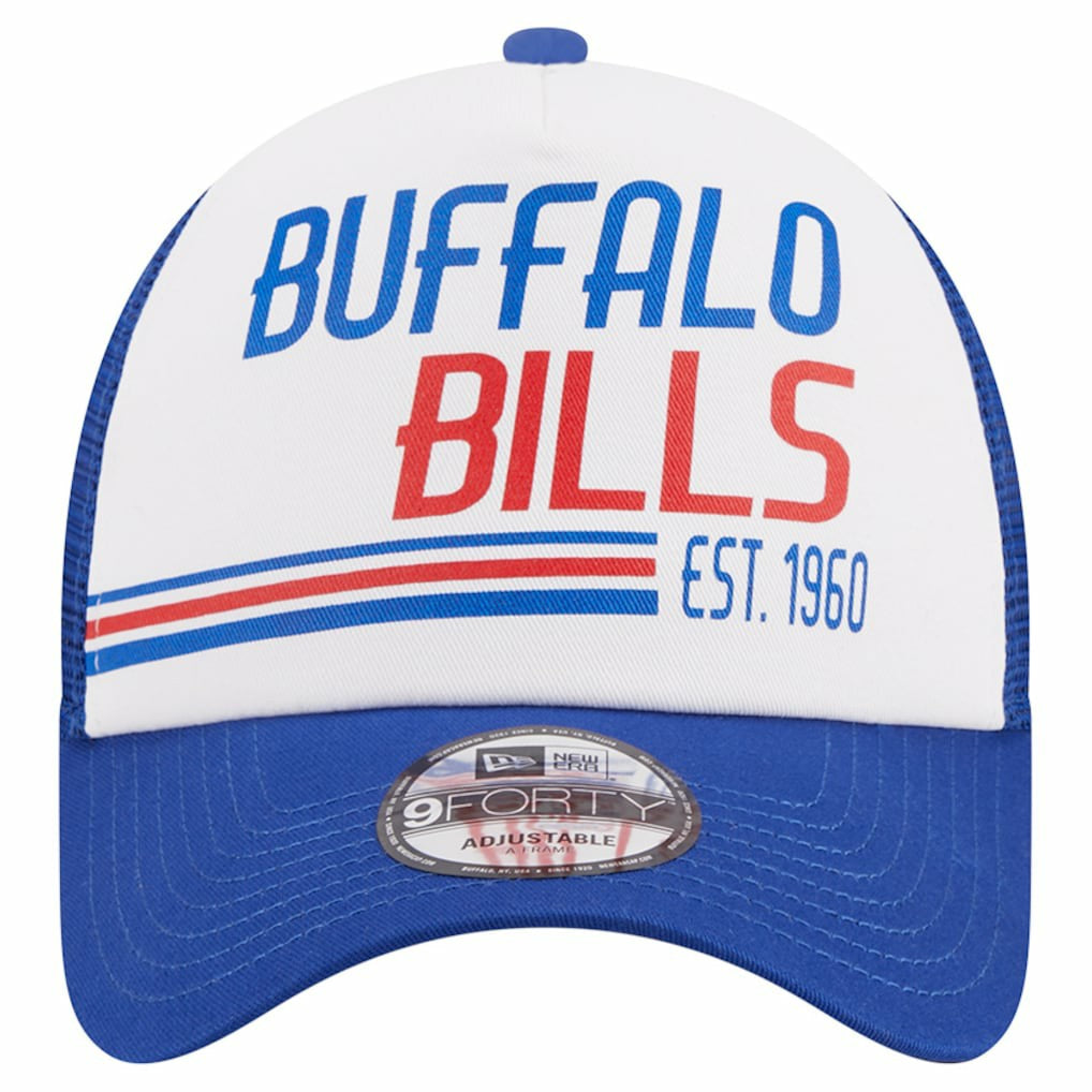 Buffalo Bills New Era Stacked A-Frame Trucker 9FORTY Adjustable Hat White/Royal | NFL