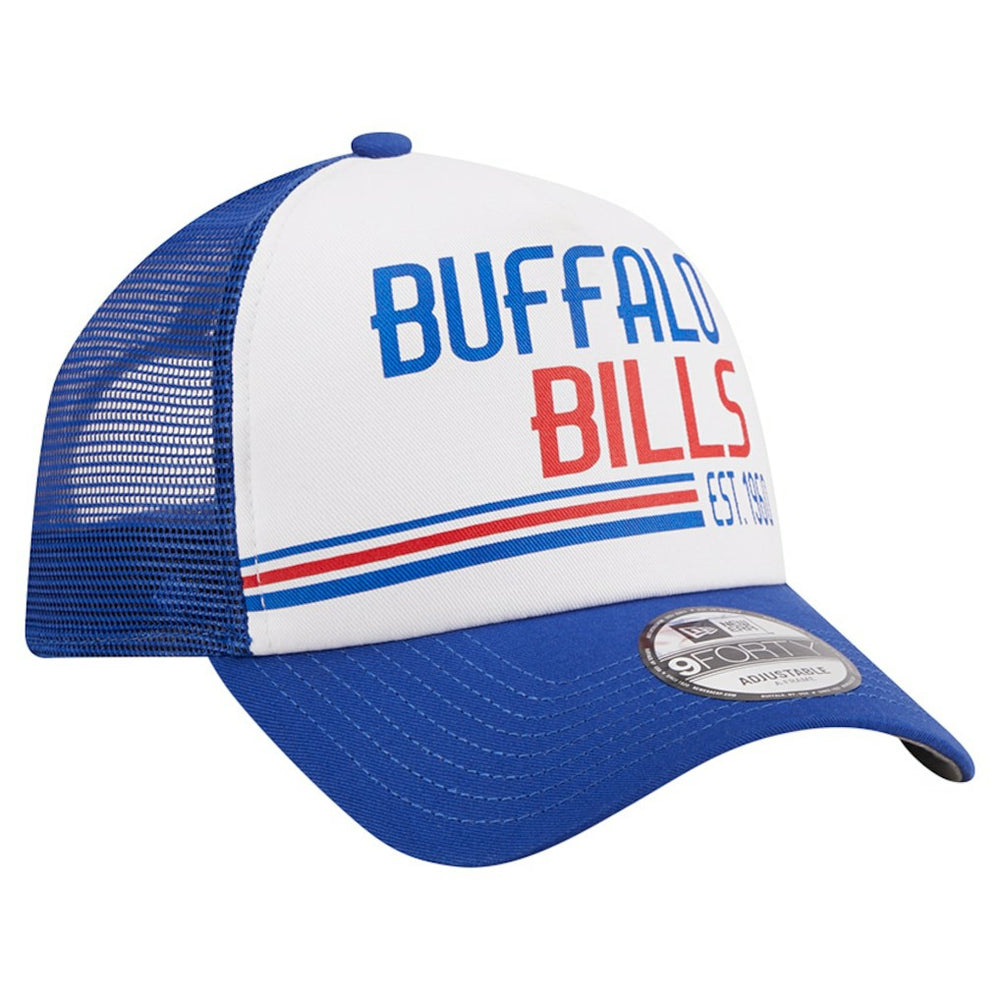 Buffalo Bills New Era Stacked A-Frame Trucker 9FORTY Adjustable Hat White/Royal | NFL