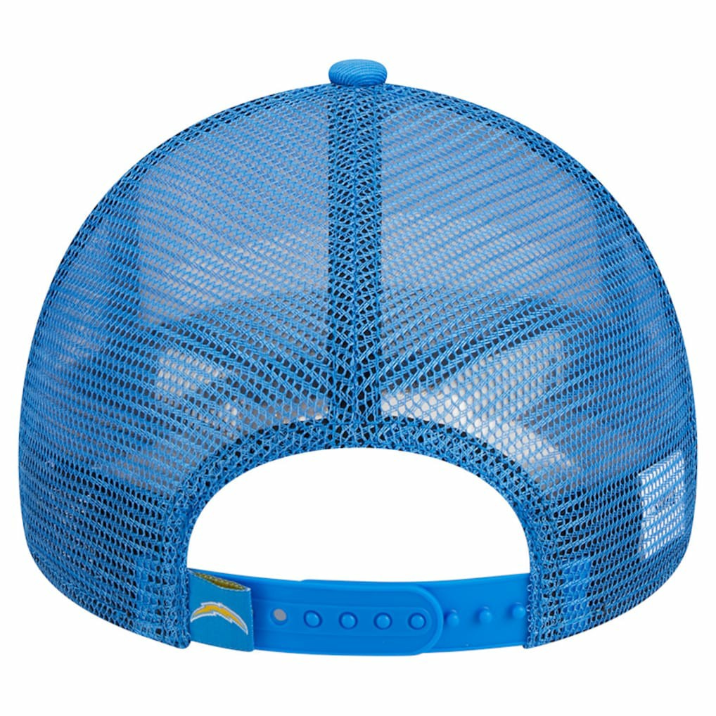 Los Angeles Chargers New Era Stacked A-Frame Trucker 9FORTY Adjustable Hat White/Powder Blue | NFL