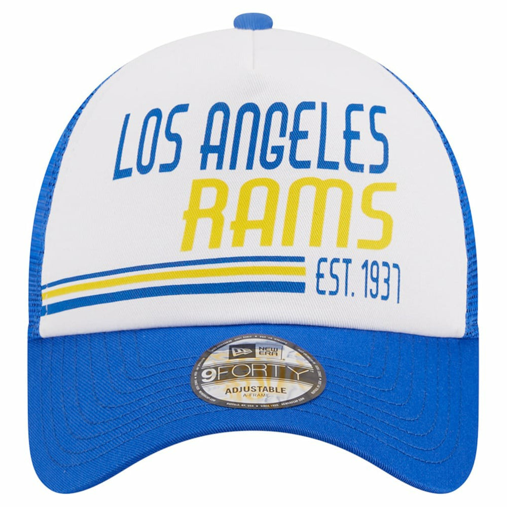 Los Angeles Rams New Era Stacked A-Frame Trucker 9FORTY Adjustable Hat White/Royal | NFL