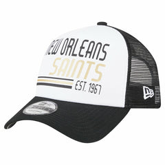 New Orleans Saints New Era Stacked A-Frame Trucker 9FORTY Adjustable Hat White/Black | NFL