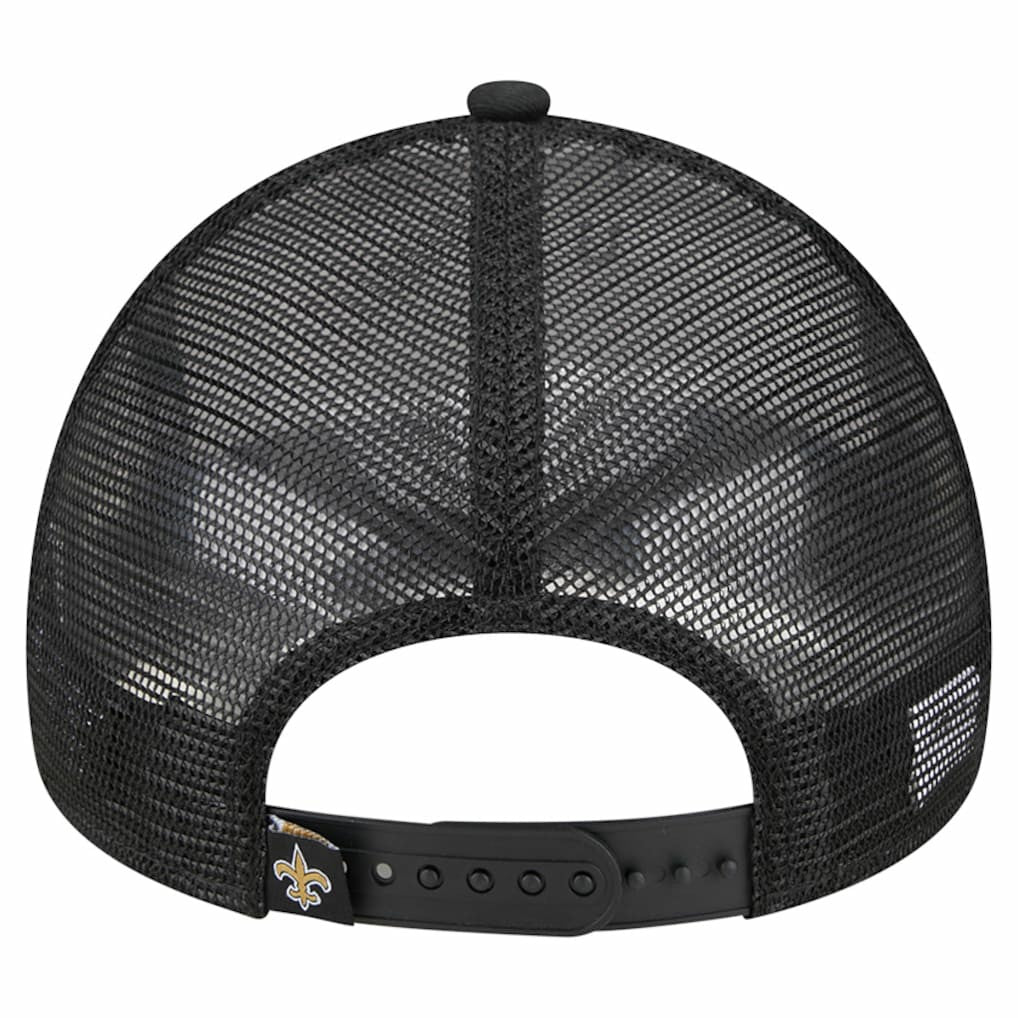 New Orleans Saints New Era Stacked A-Frame Trucker 9FORTY Adjustable Hat White/Black | NFL