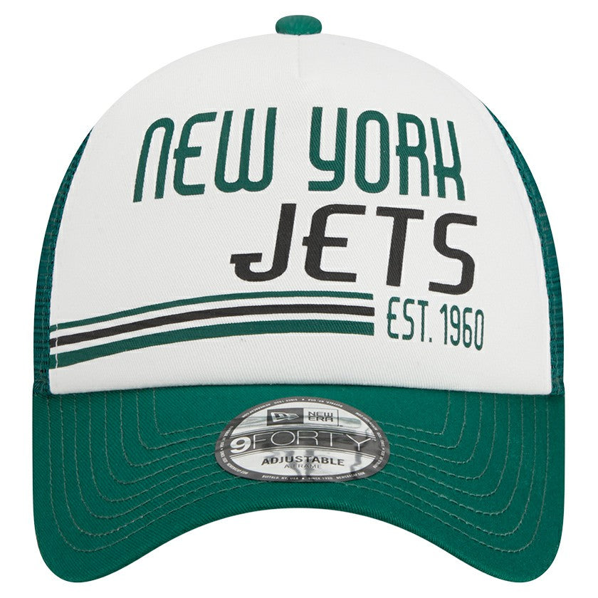 New York Jets New Era Stacked A-Frame Trucker 9FORTY Adjustable Hat White/Green | NFL