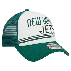 New York Jets New Era Stacked A-Frame Trucker 9FORTY Adjustable Hat White/Green | NFL