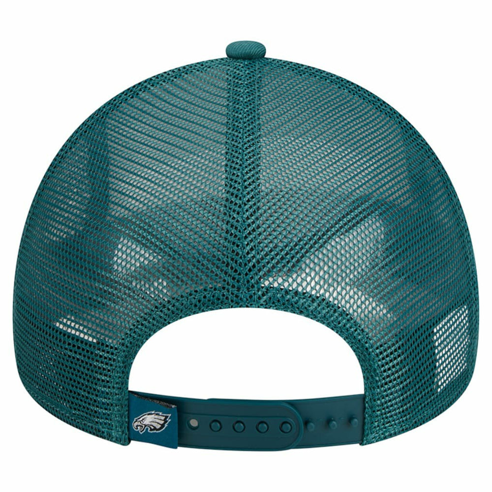 Philadelphia Eagles New Era Stacked A-Frame Trucker 9FORTY Adjustable Hat White/Midnight Green | NFL
