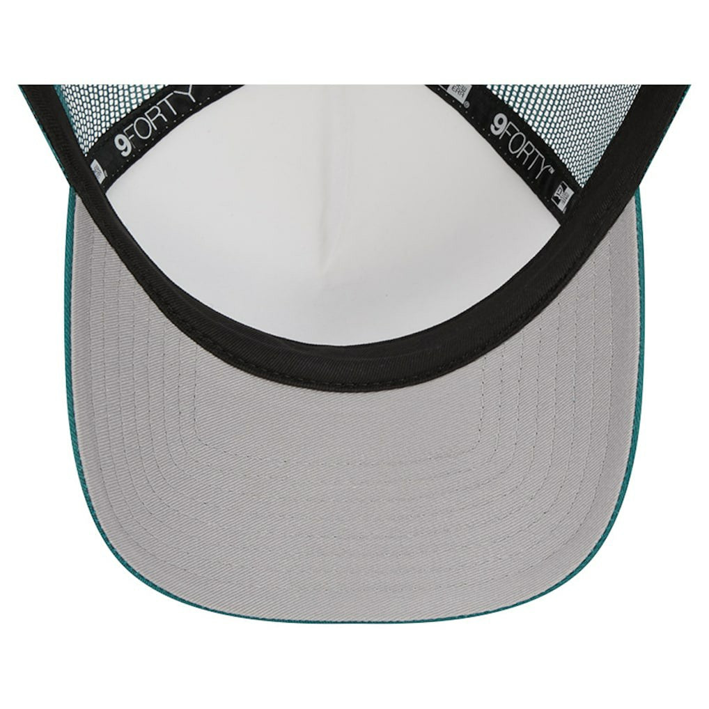 Philadelphia Eagles New Era Stacked A-Frame Trucker 9FORTY Adjustable Hat White/Midnight Green | NFL