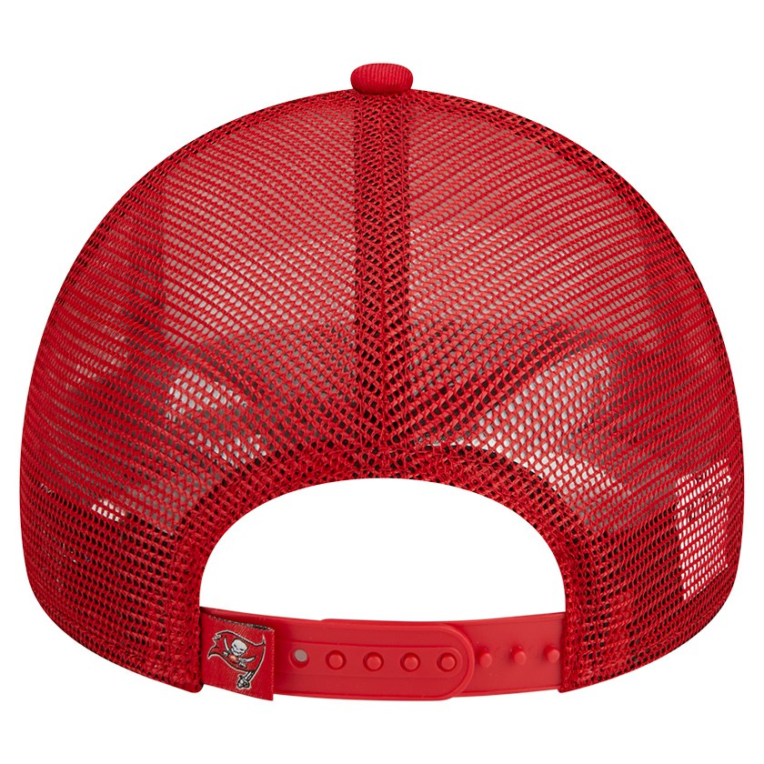 Tampa Bay Buccaneers New Era Stacked A-Frame Trucker 9FORTY Adjustable Hat White/Red | NFL