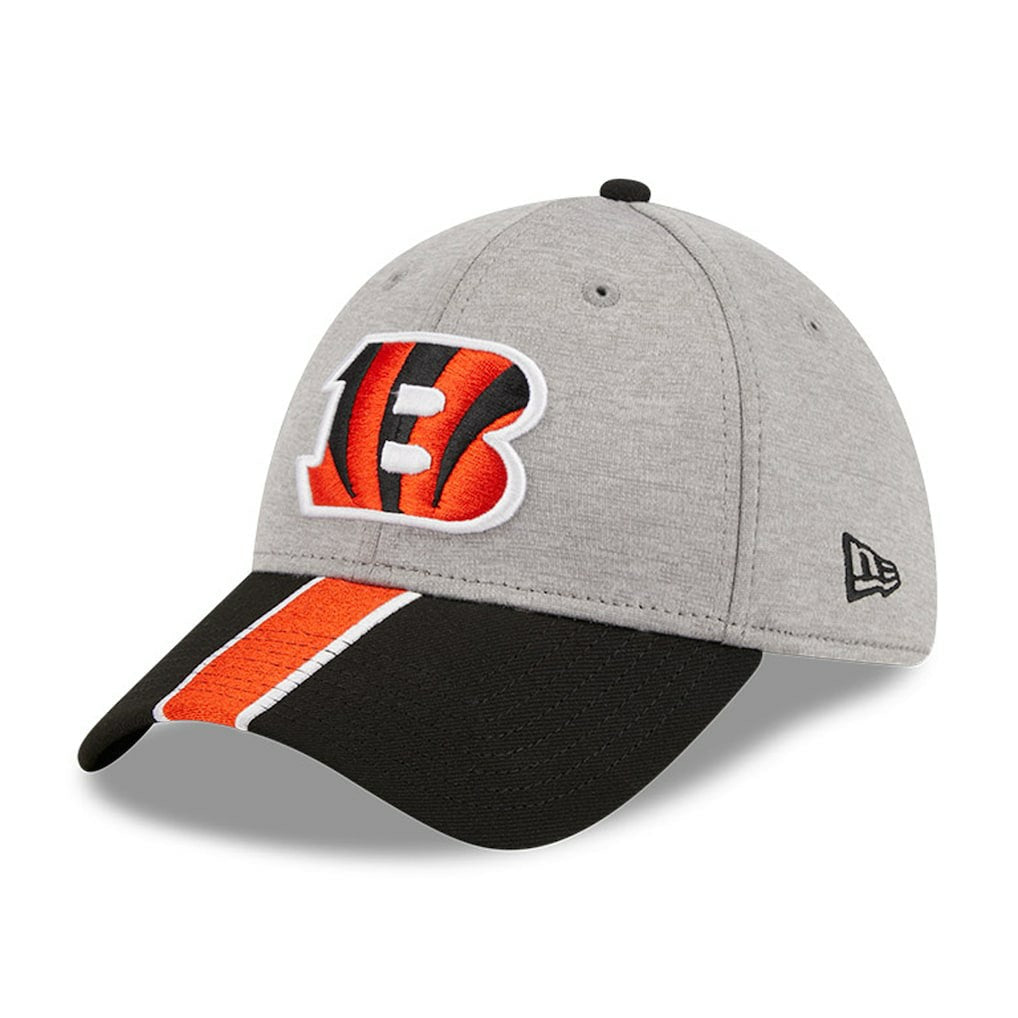 Cincinnati Bengals New Era Striped 39THIRTY Flex Hat Heather Gray/Black | NFL