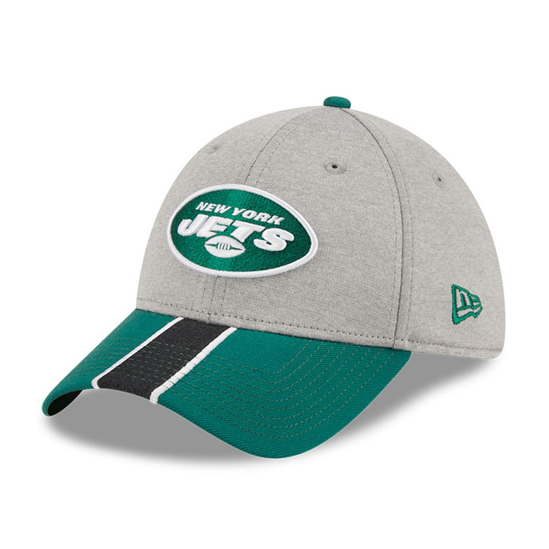 New York Jets New Era Striped 39THIRTY Flex Hat Heather Gray/Green | NFL