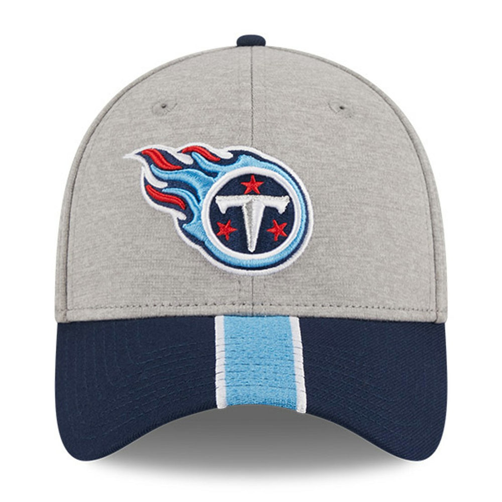 Tennessee Titans New Era Striped 39THIRTY Flex Hat Heather Gray/Navy | NFL
